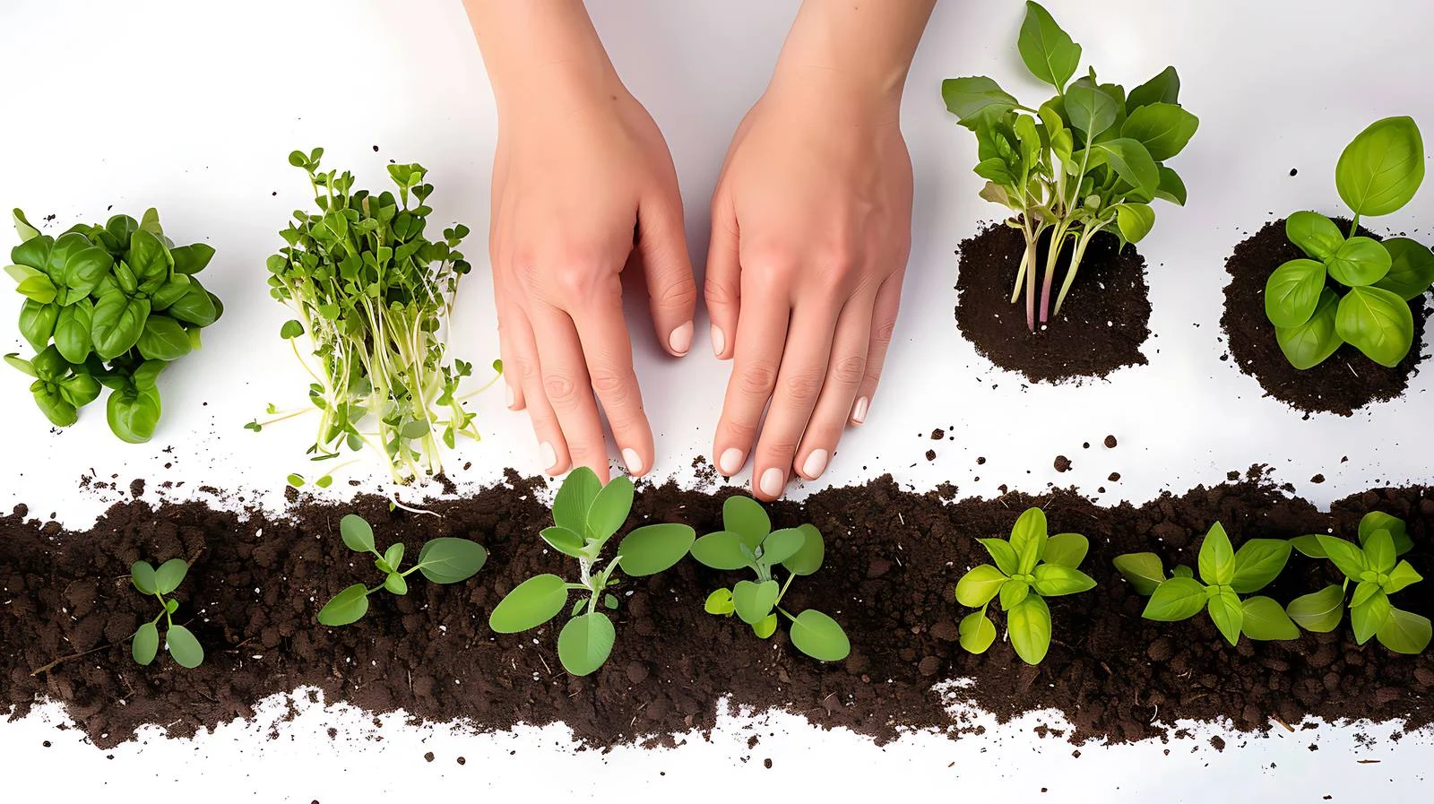 Woman planting diverse culinary herbs indoors – free 32 image from Dotvec