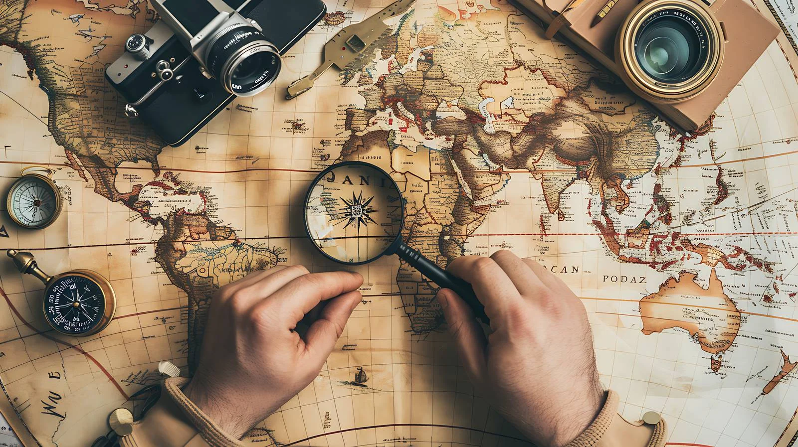 Exploring with Model Airplane on World Map — free download from Dotvec