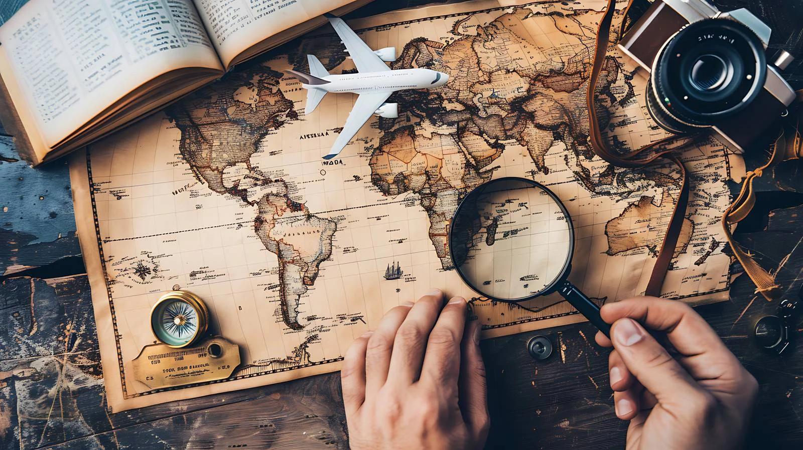 Model Airplane Displayed Above World Map — free download from Dotvec