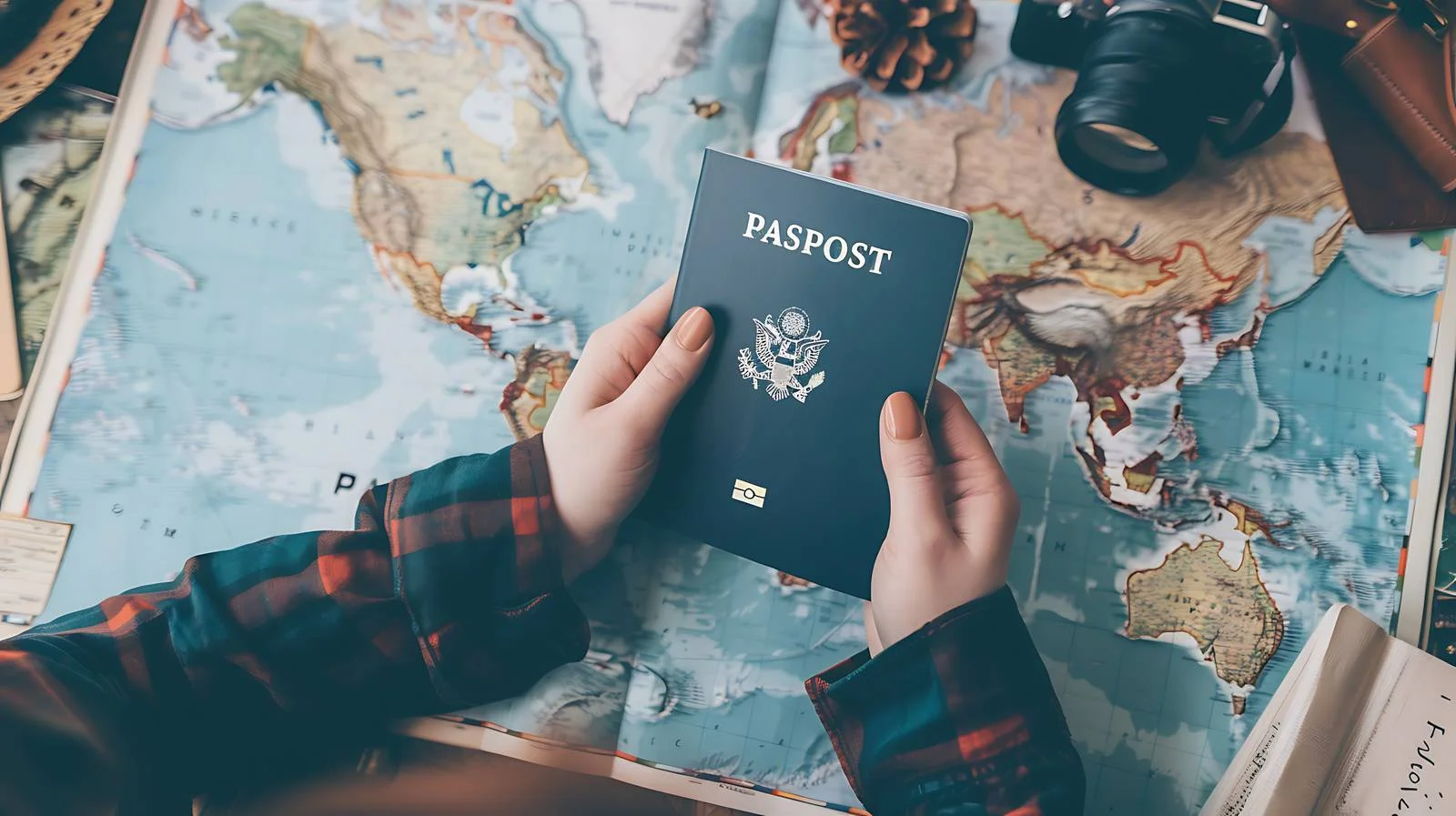 Travel Essentials Displayed Above Hands — free download from Dotvec