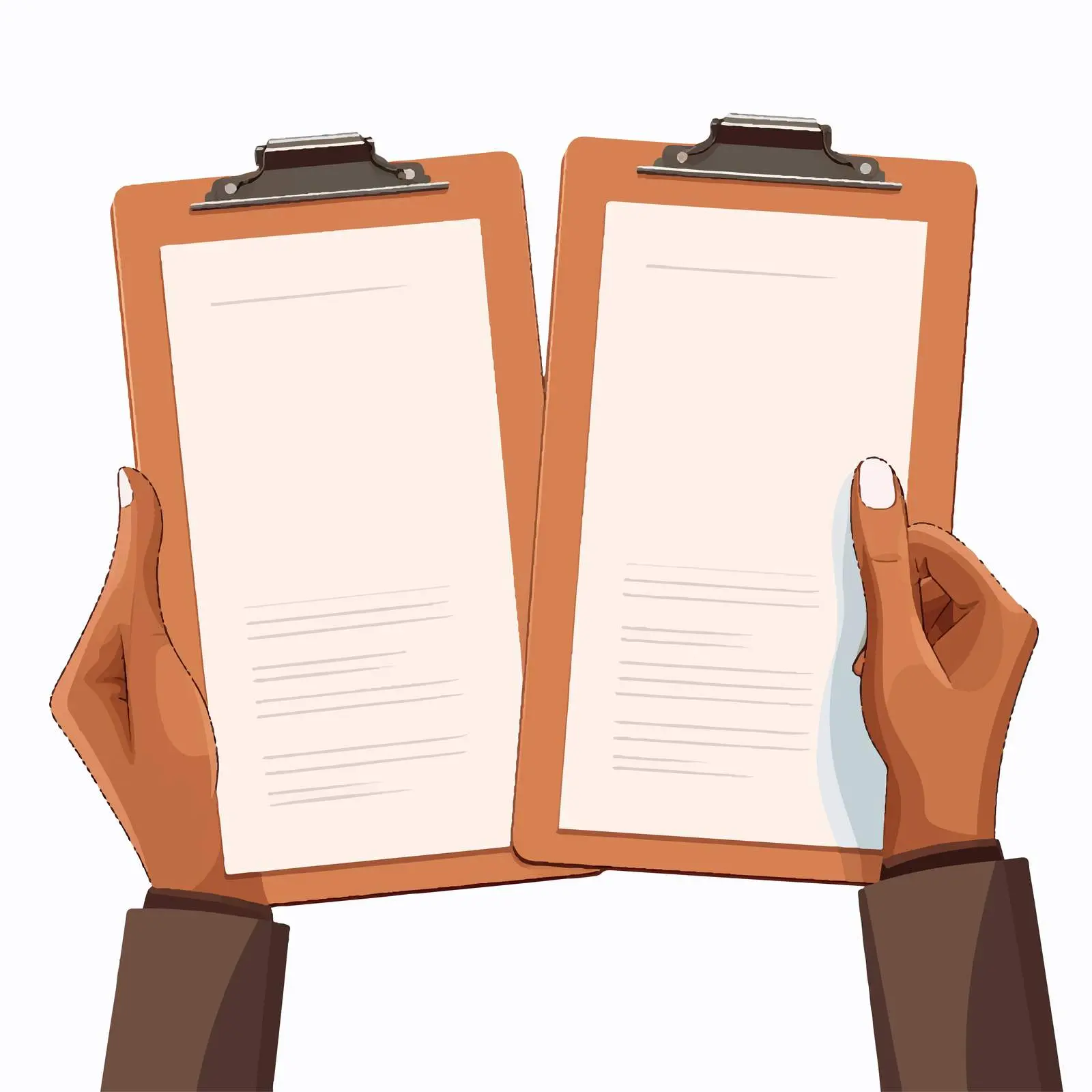 Cartoon Hands Holding Clipboard Paper Illustration — free download from Dotvec
