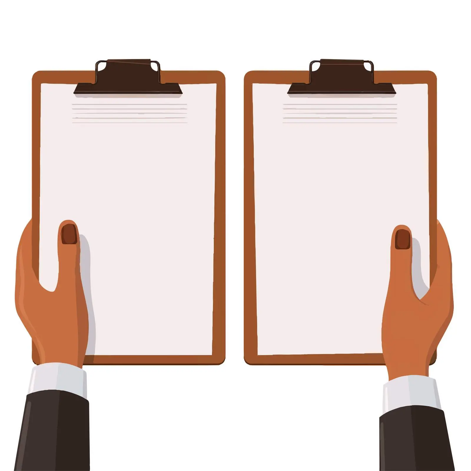 Cartoon Hands Holding Clipboard with Paper — free download from Dotvec