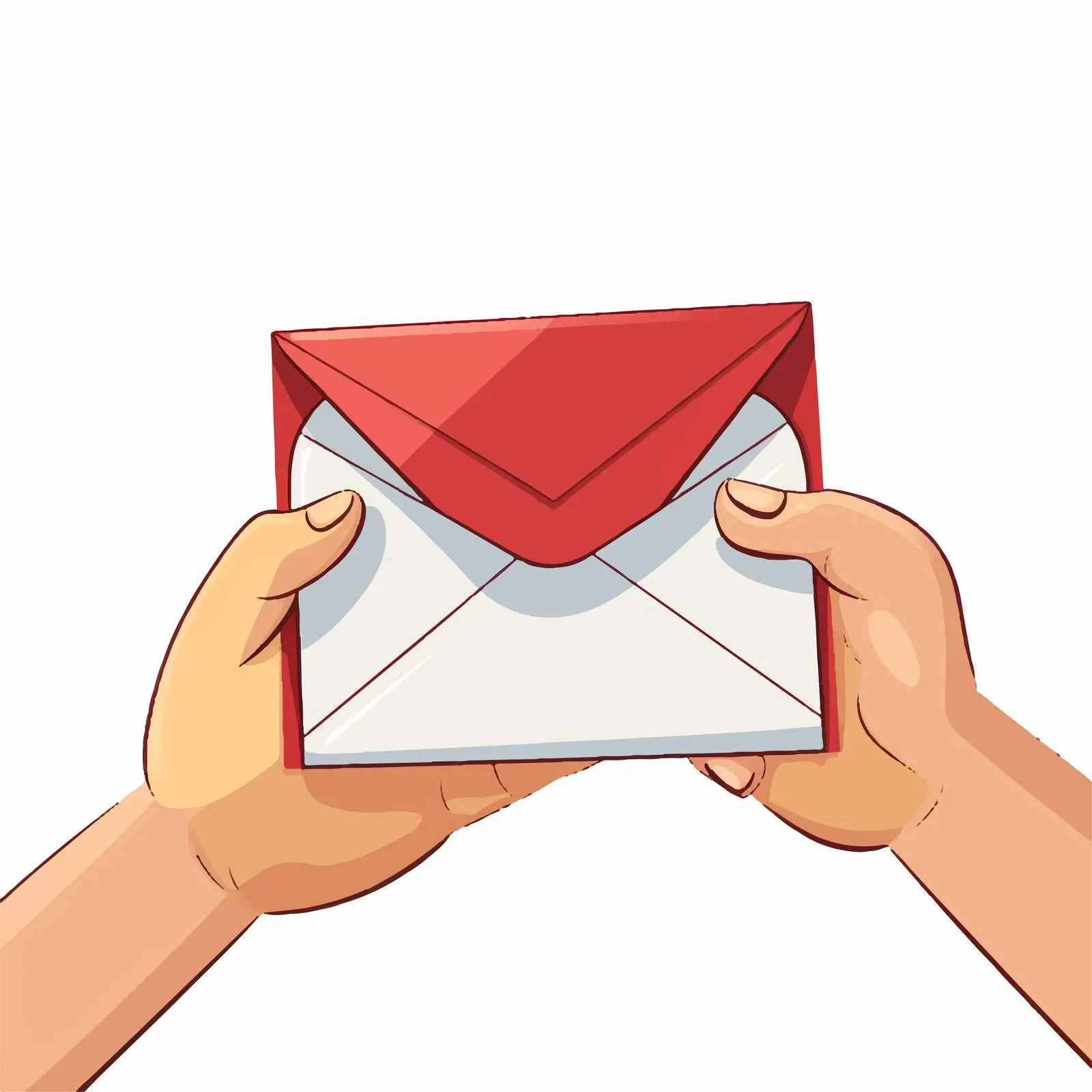 Cartoon Hands Holding Envelope Vector Illustration — free download from Dotvec
