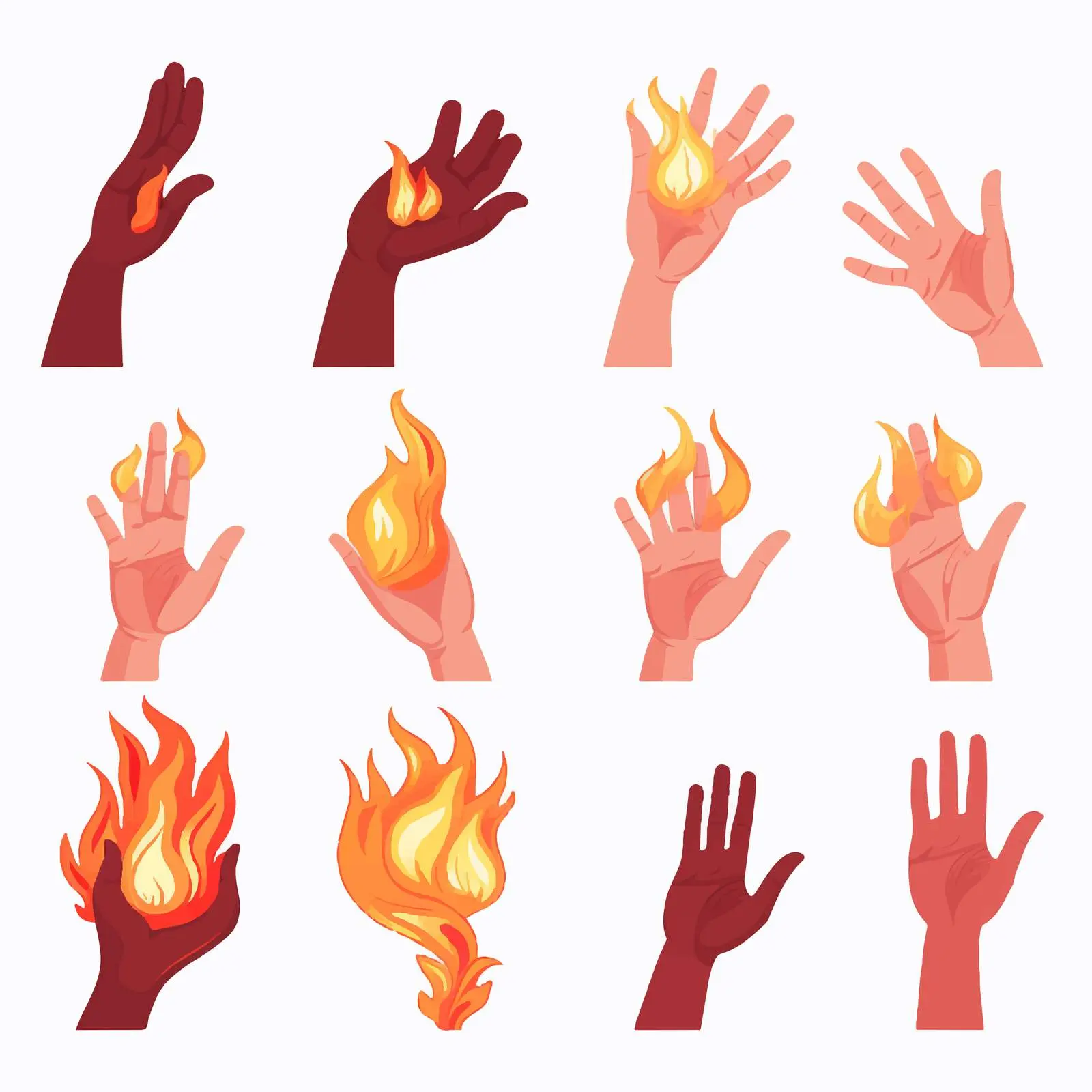 Hands Holding Glowing Flame and Burning Match — free download from Dotvec