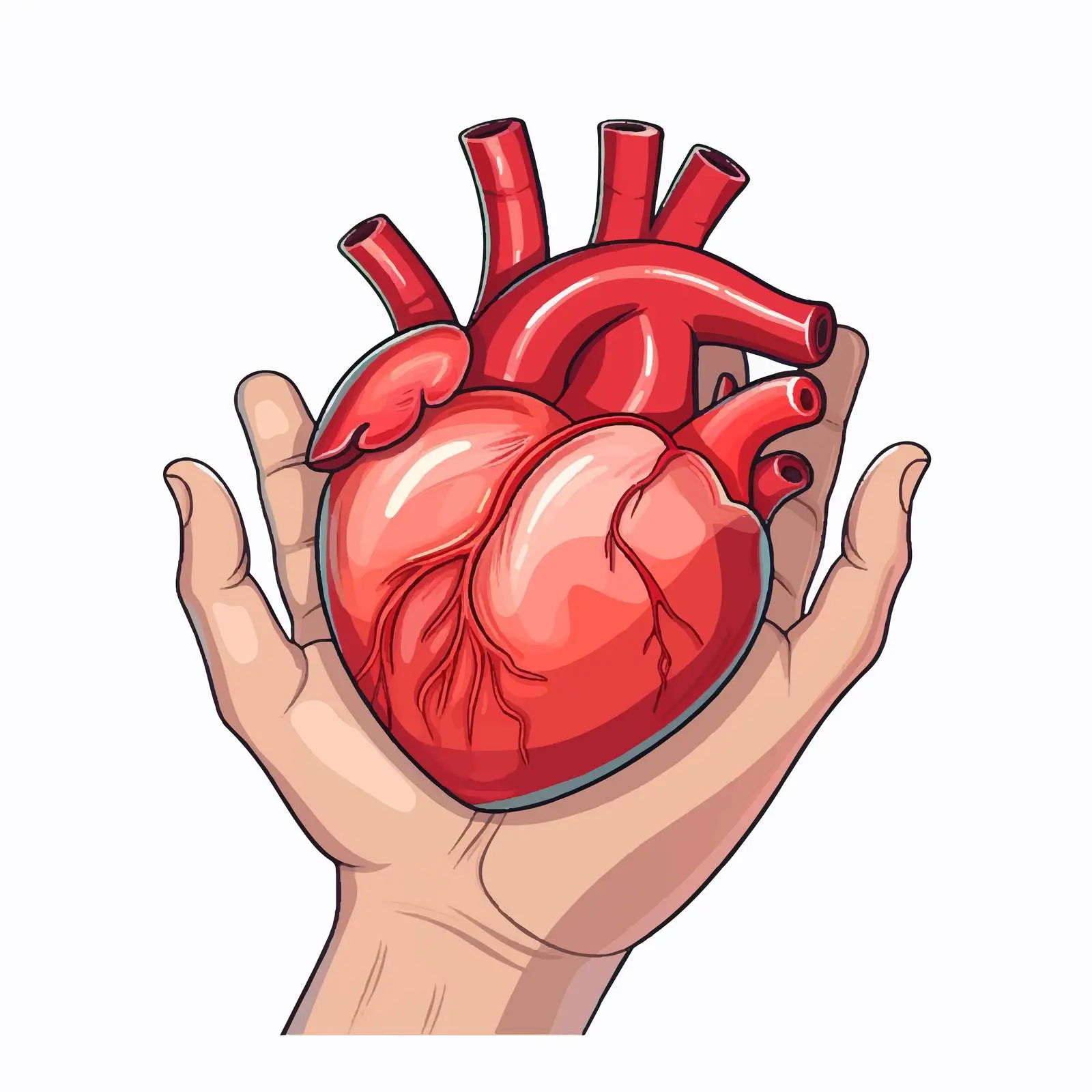 Heart Cardio Icon with Hands Illustration — free download from Dotvec