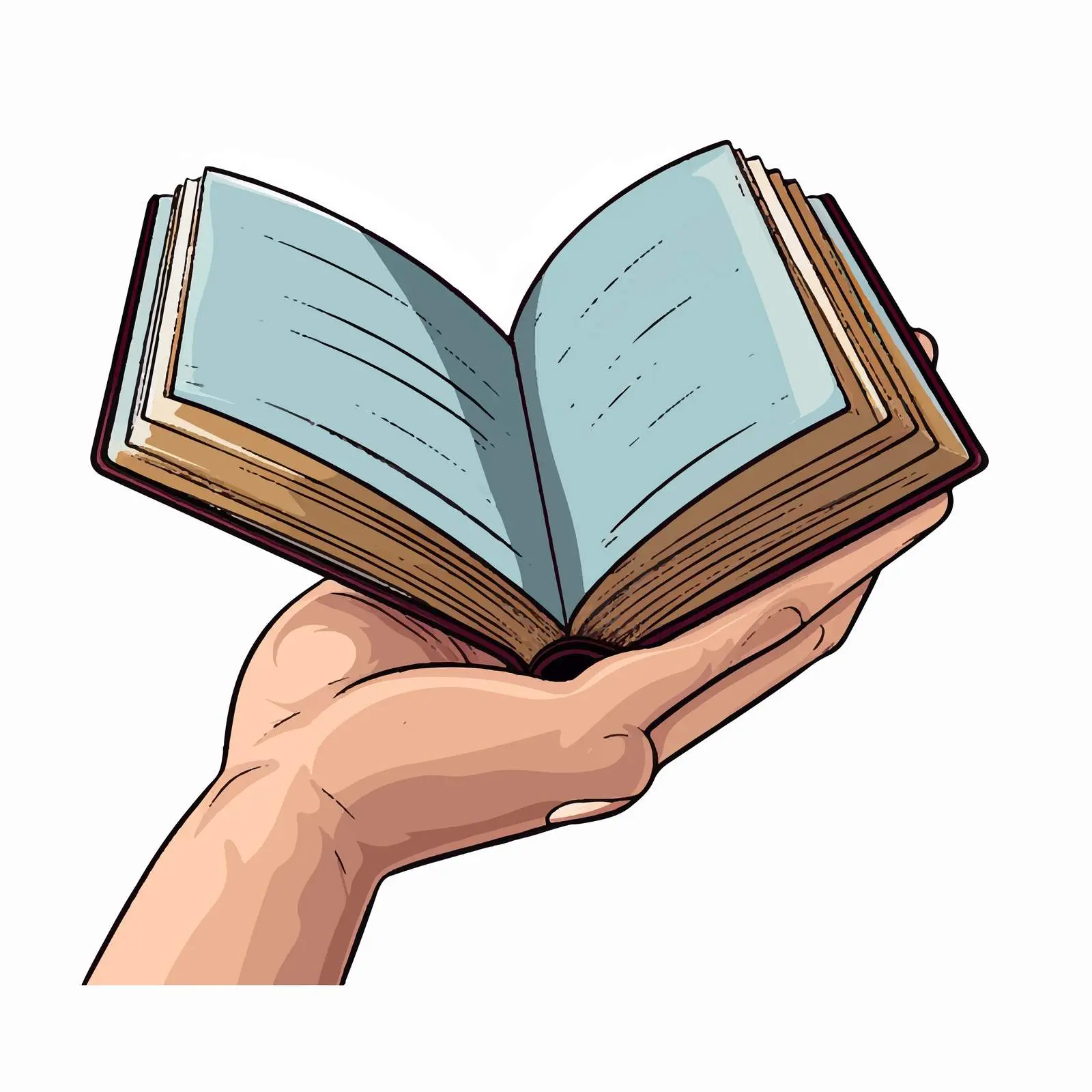 Cartoon Hands Holding Text Book Vector Illustration — free download from Dotvec