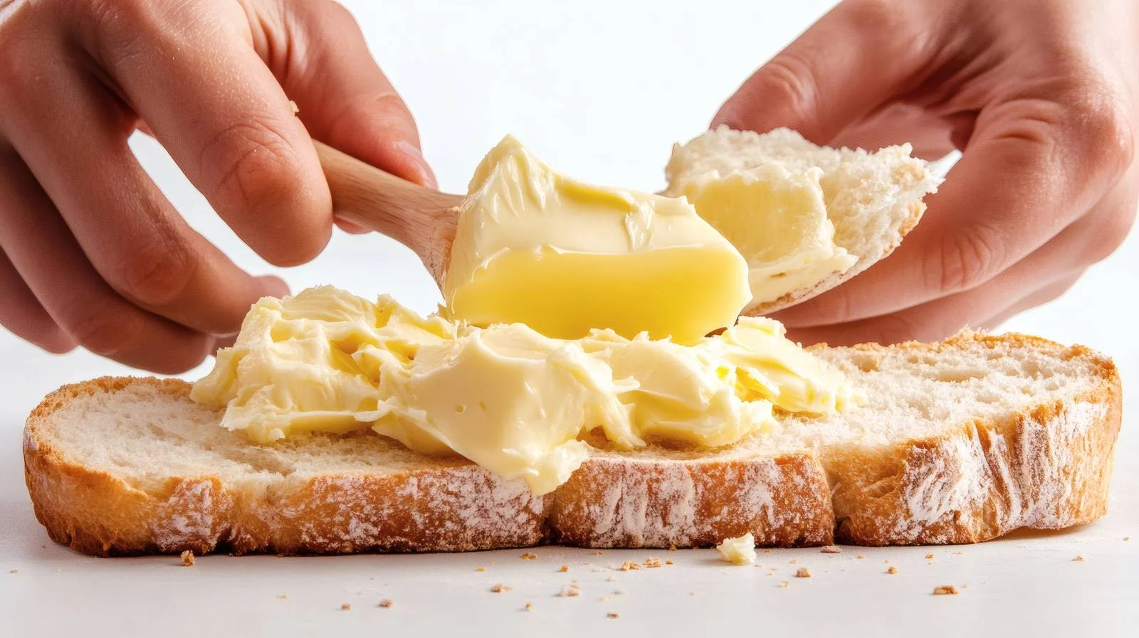 Spreading butter on bread, isolated on white — free download from Dotvec