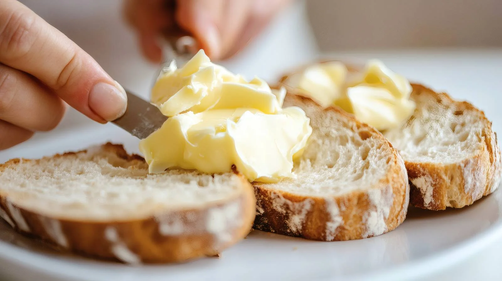 Butter Spreading on Bread Slice, White Background — free download from Dotvec