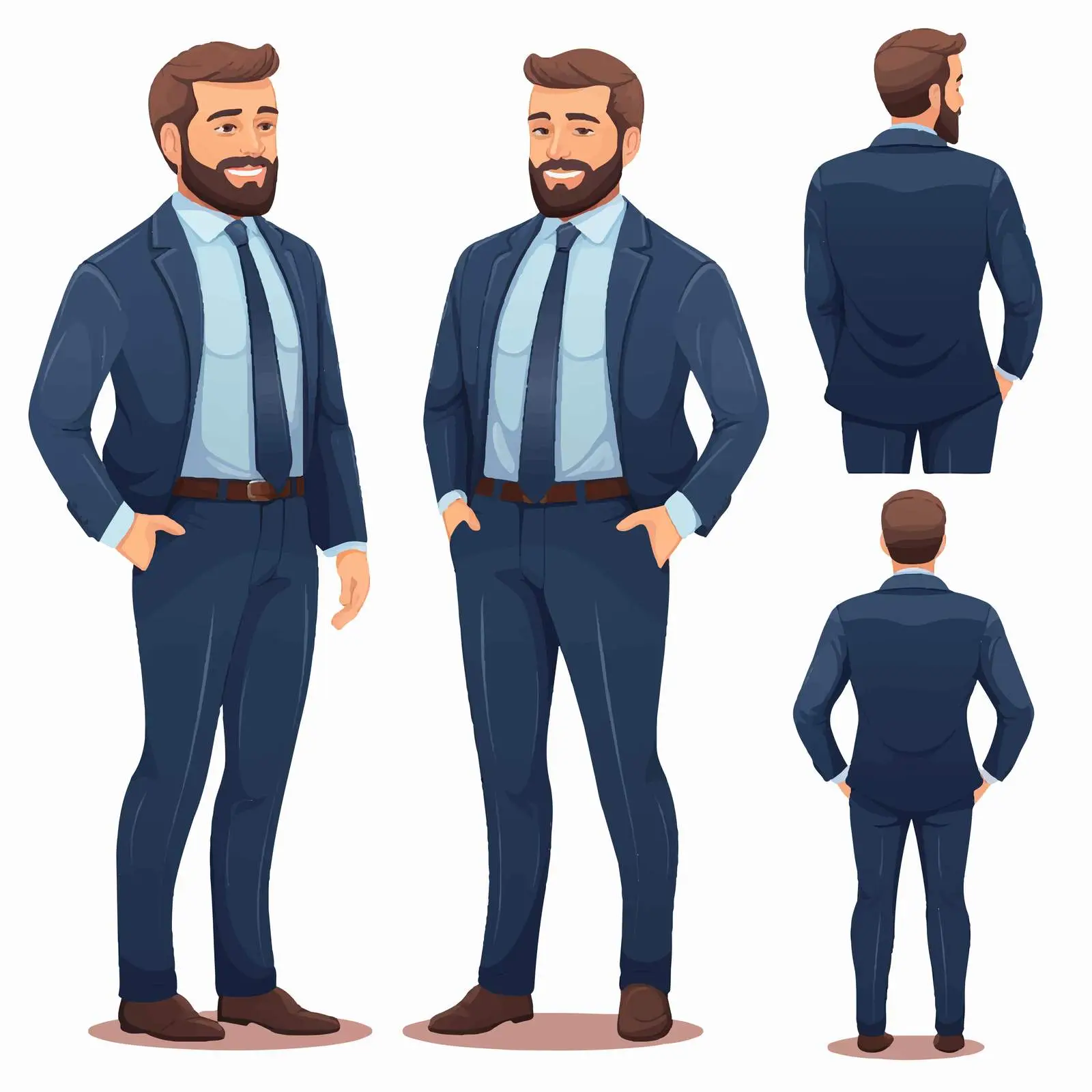 Elegant Businessman with Beard in Suit Vector — free download from Dotvec