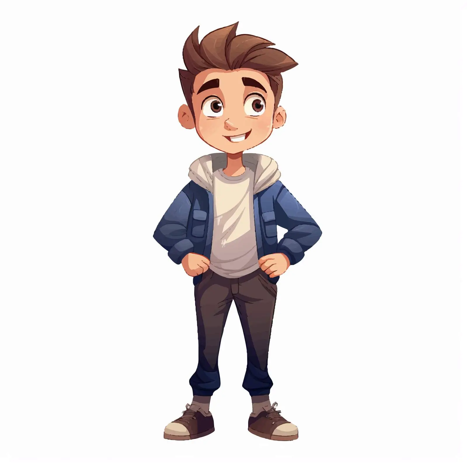 Stylish Cartoon Boy in Casual Outfit Vector – free playful boy image from Dotvec