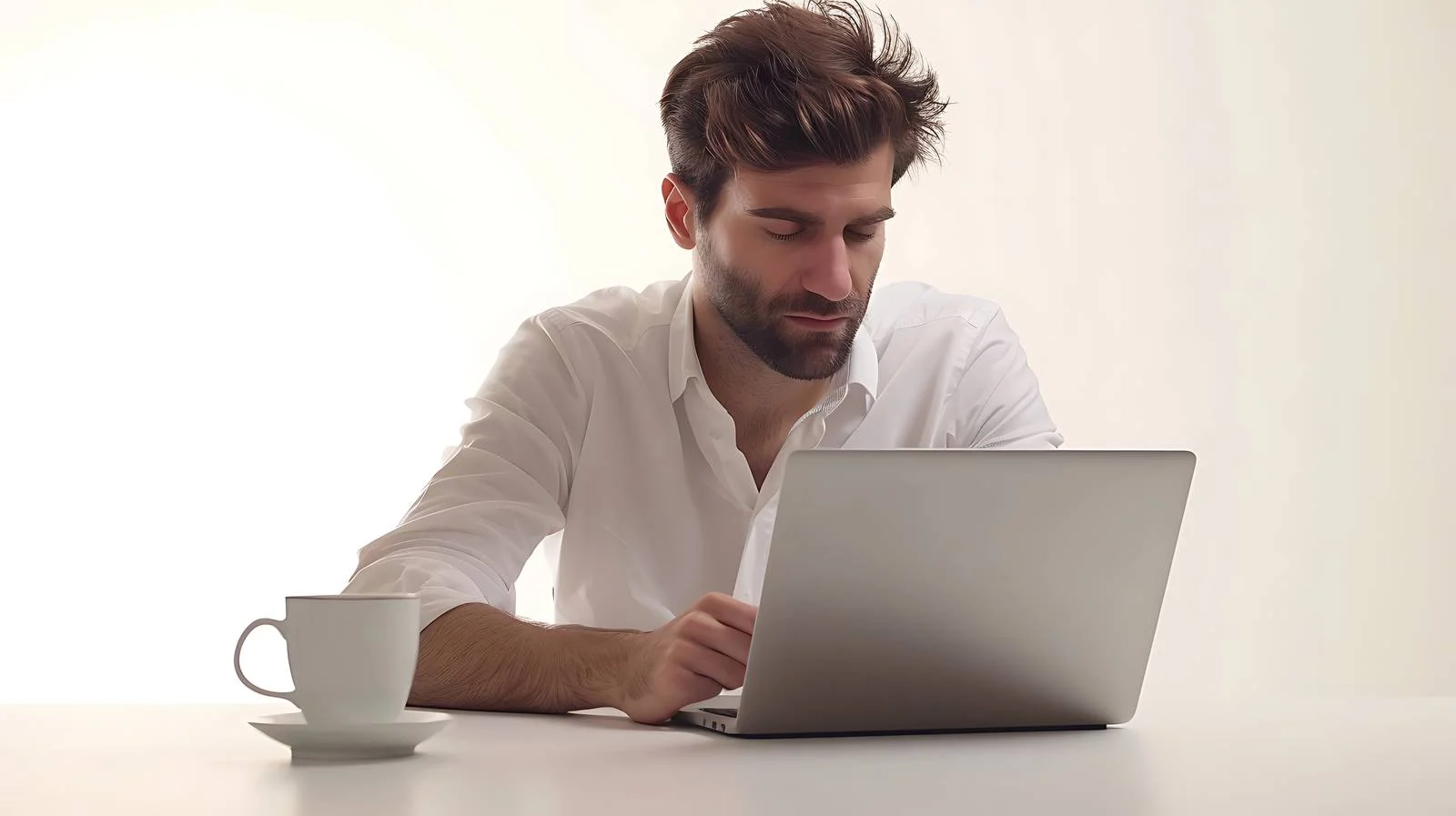 Tired Businessman Preparing with Coffee — free download from Dotvec