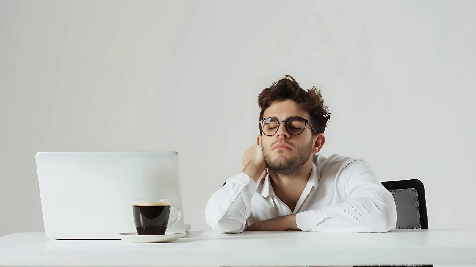 Sleepy Businessman Pre-Work Coffee Break — free download from Dotvec
