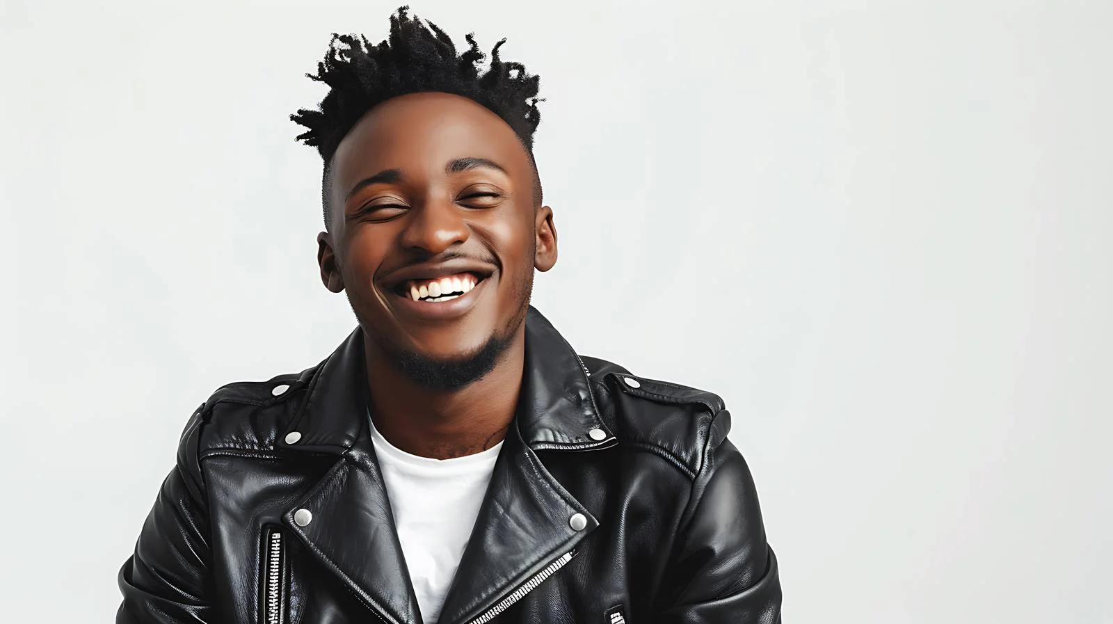 Confident young black man in leather — free download from Dotvec