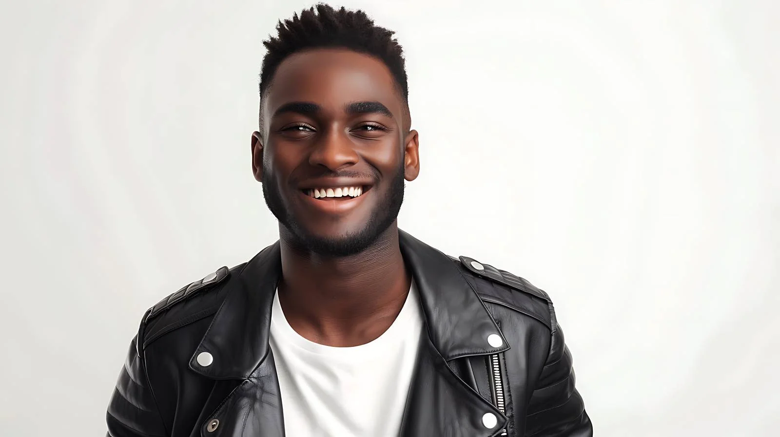Stylish confident young Black man smiling leather — free download from Dotvec