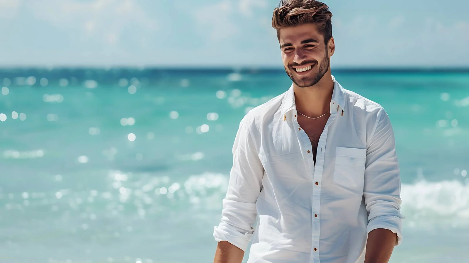 Stylish Man Walking Beachside — free download from Dotvec