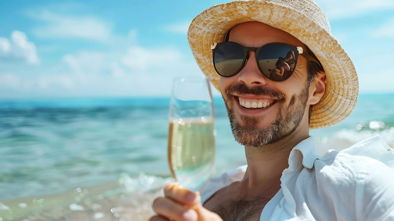 Joyful Beach Celebration with Champagne — free download from Dotvec