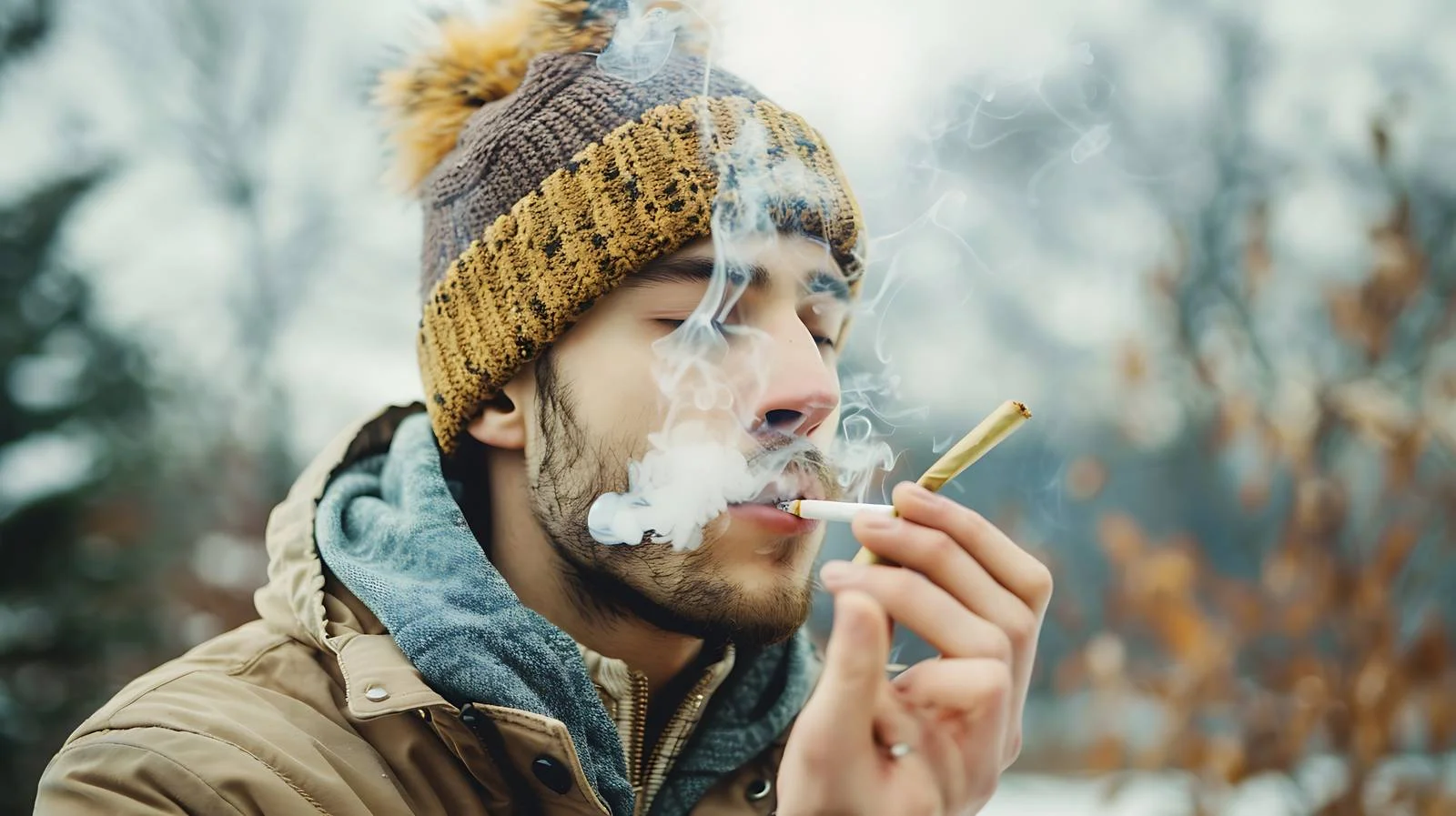 Stylish Man Smoking Marijuana Outdoors — free download from Dotvec