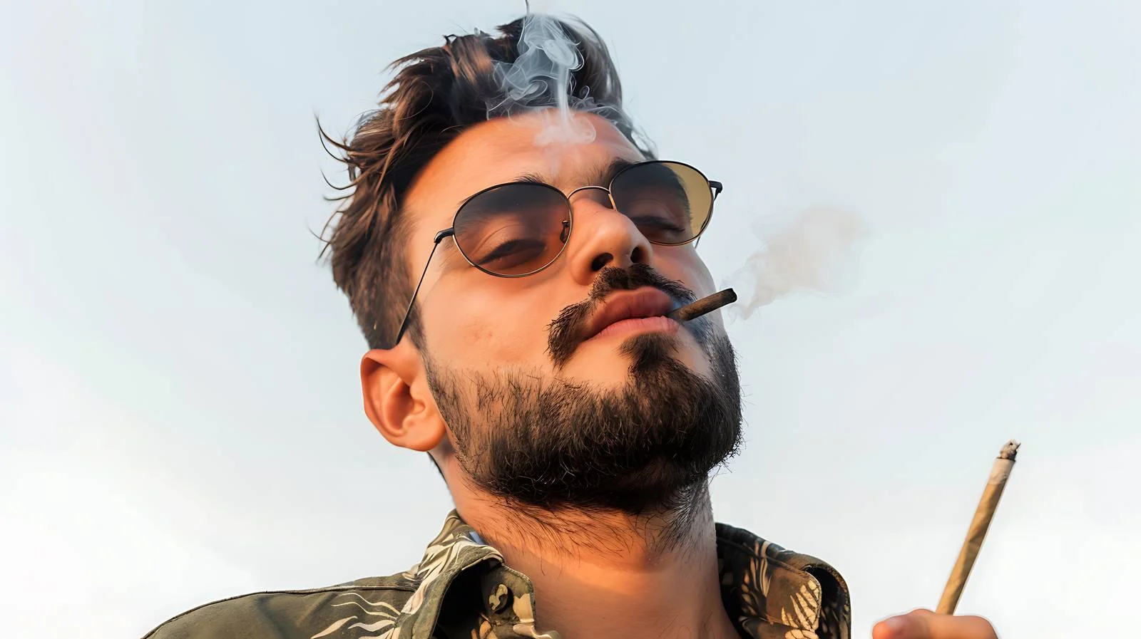 Stylish Man Smoking Cannabis Outdoors — free download from Dotvec