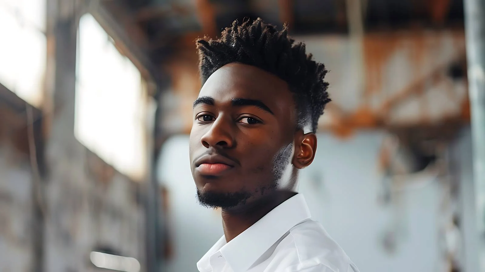 Confident young man in industrial environment — free download from Dotvec