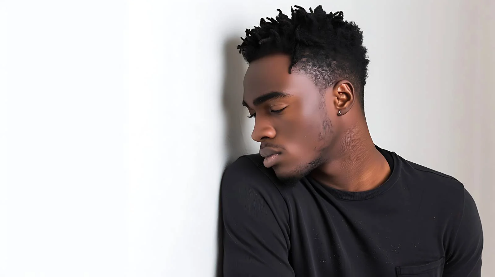 Confident young African American man by wall — free download from Dotvec