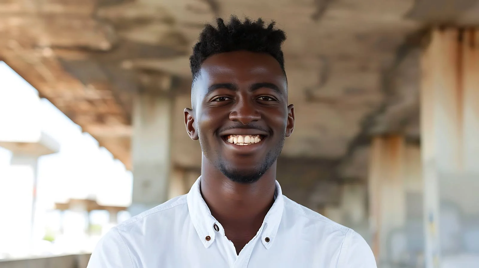 Joyful young African man standing outdoors — free download from Dotvec