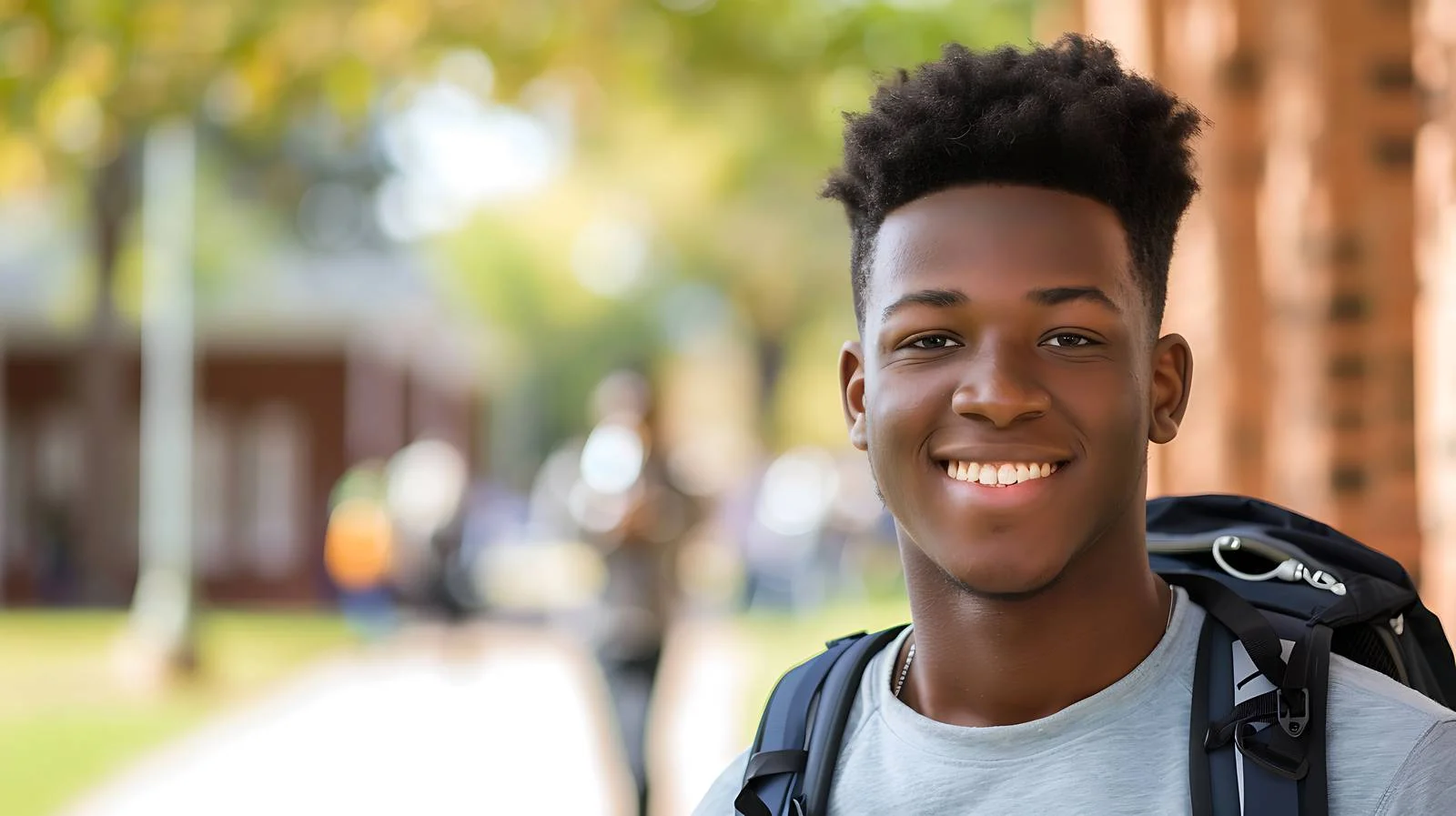 Confident Black Student Smiling Outdoors — free download from Dotvec