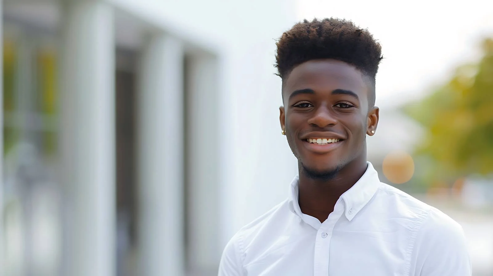 Confident young black student smiles standing — free download from Dotvec