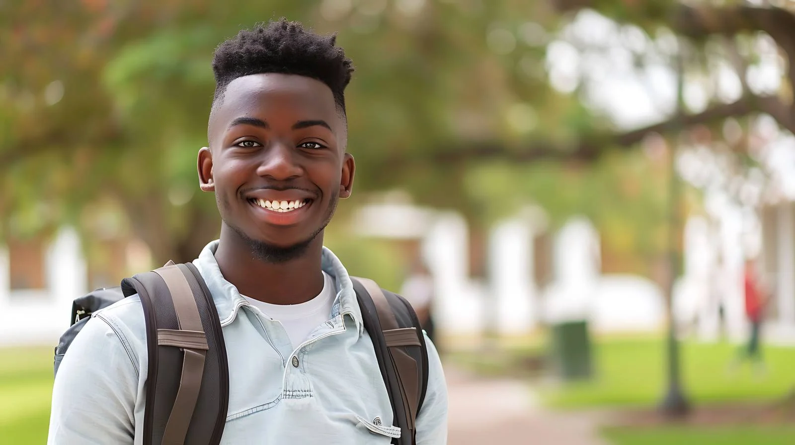 Confident young black student smiling outdoors — free download from Dotvec