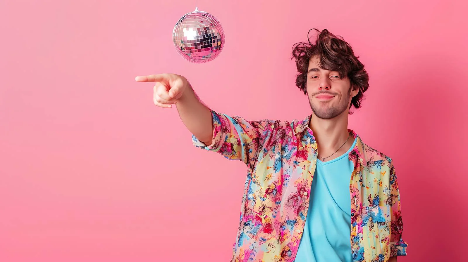 Glamorous Man Pointing at Disco Ball — free download from Dotvec