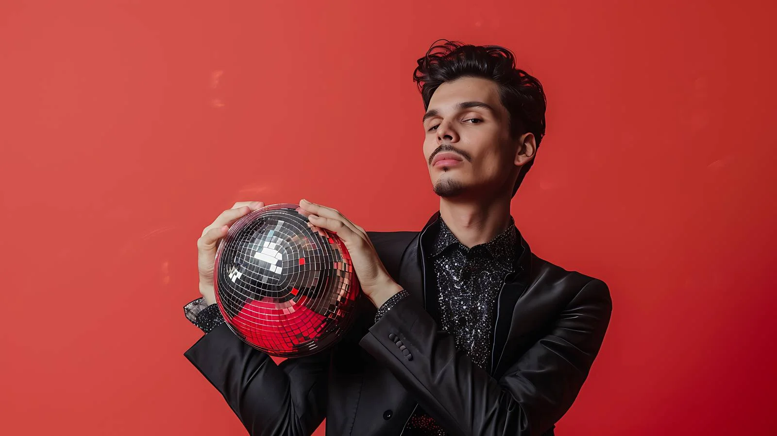 Young Man with Disco Ball Portrait — free download from Dotvec