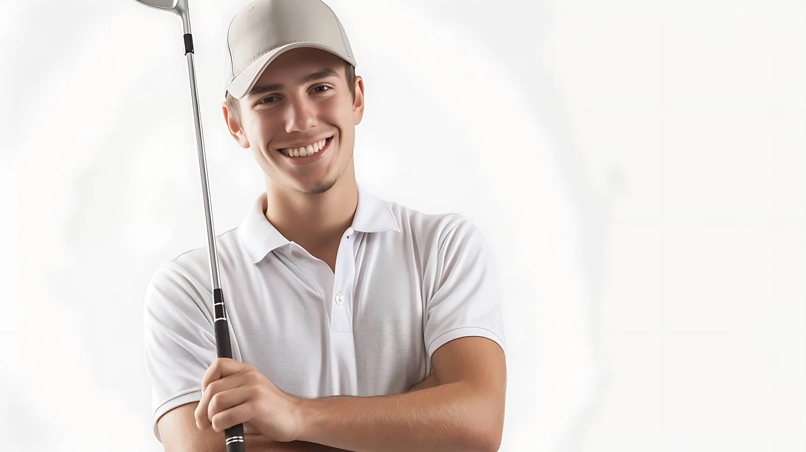 Joyful young golfer with club on course — free download from Dotvec