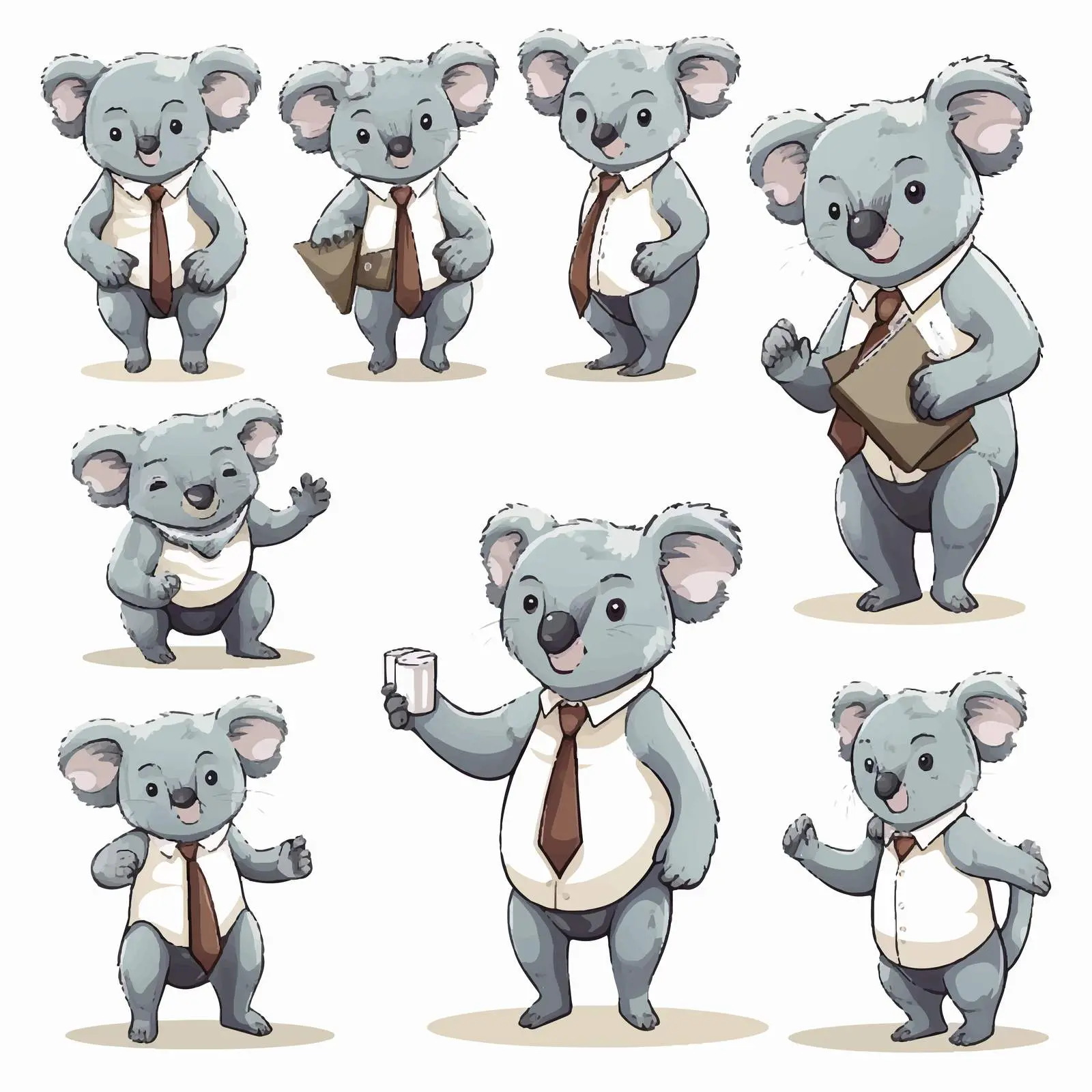 Handwritten Style Businessman Koala Vector Set – free modern vector art image from Dotvec