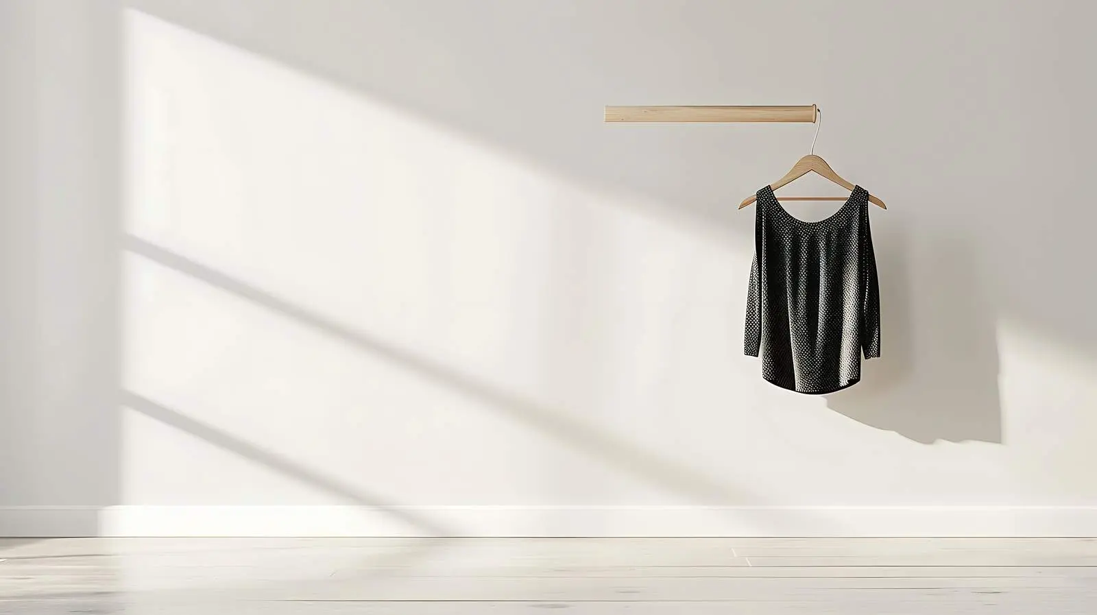 Minimalist Hangers on Floor Against White Wall — free download from Dotvec