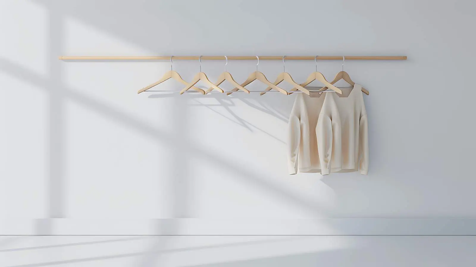 Minimalist Hangers on Floor Against White Wall — free download from Dotvec