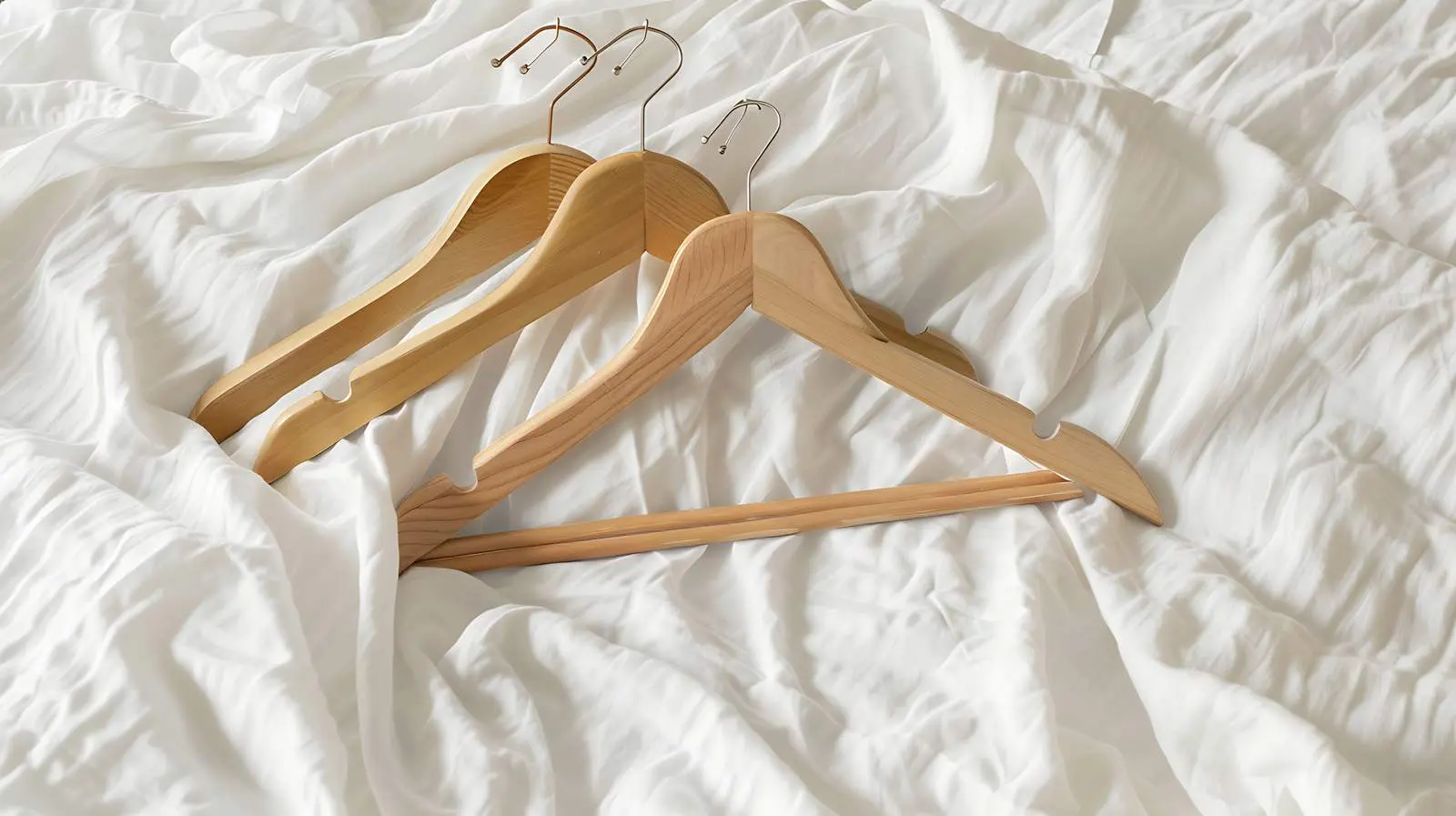 Hangers on Crumpled White Bed Linen Flat Lay – free household item image from Dotvec