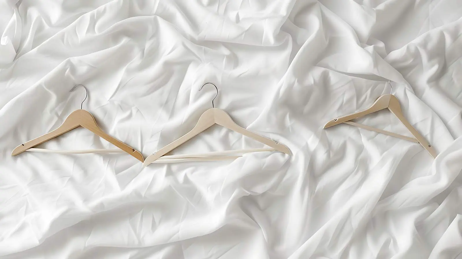 Hangers on Crumpled Bed Linen - Flat Lay View — free download from Dotvec