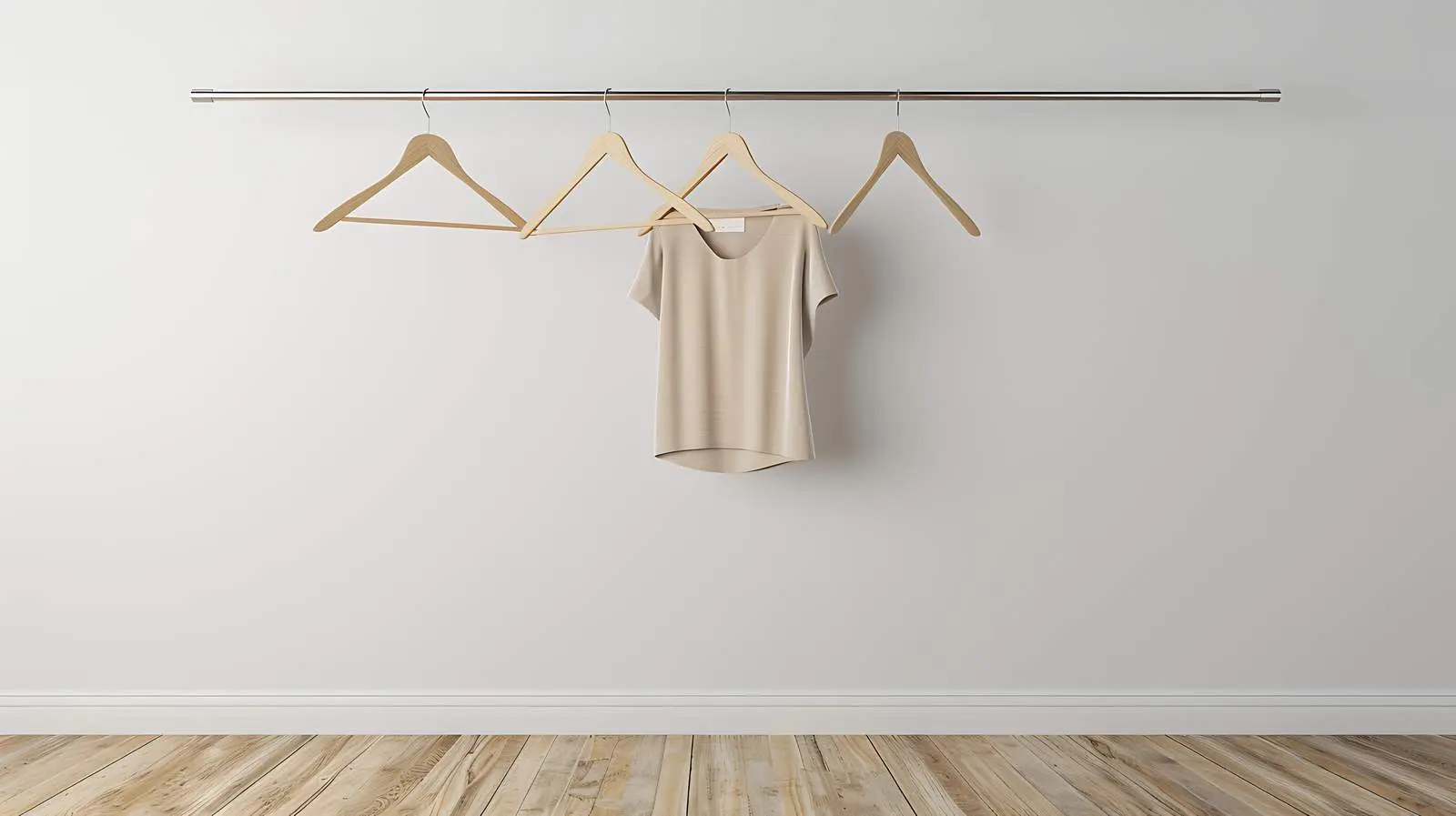 Minimalist Hangers on Wooden Floor and White Wall — free download from Dotvec