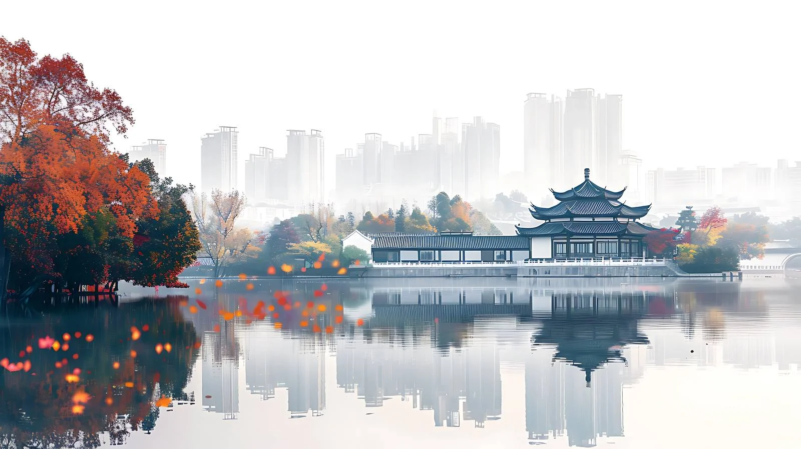 Hangzhou City Isolated White Background Scene — free download from Dotvec