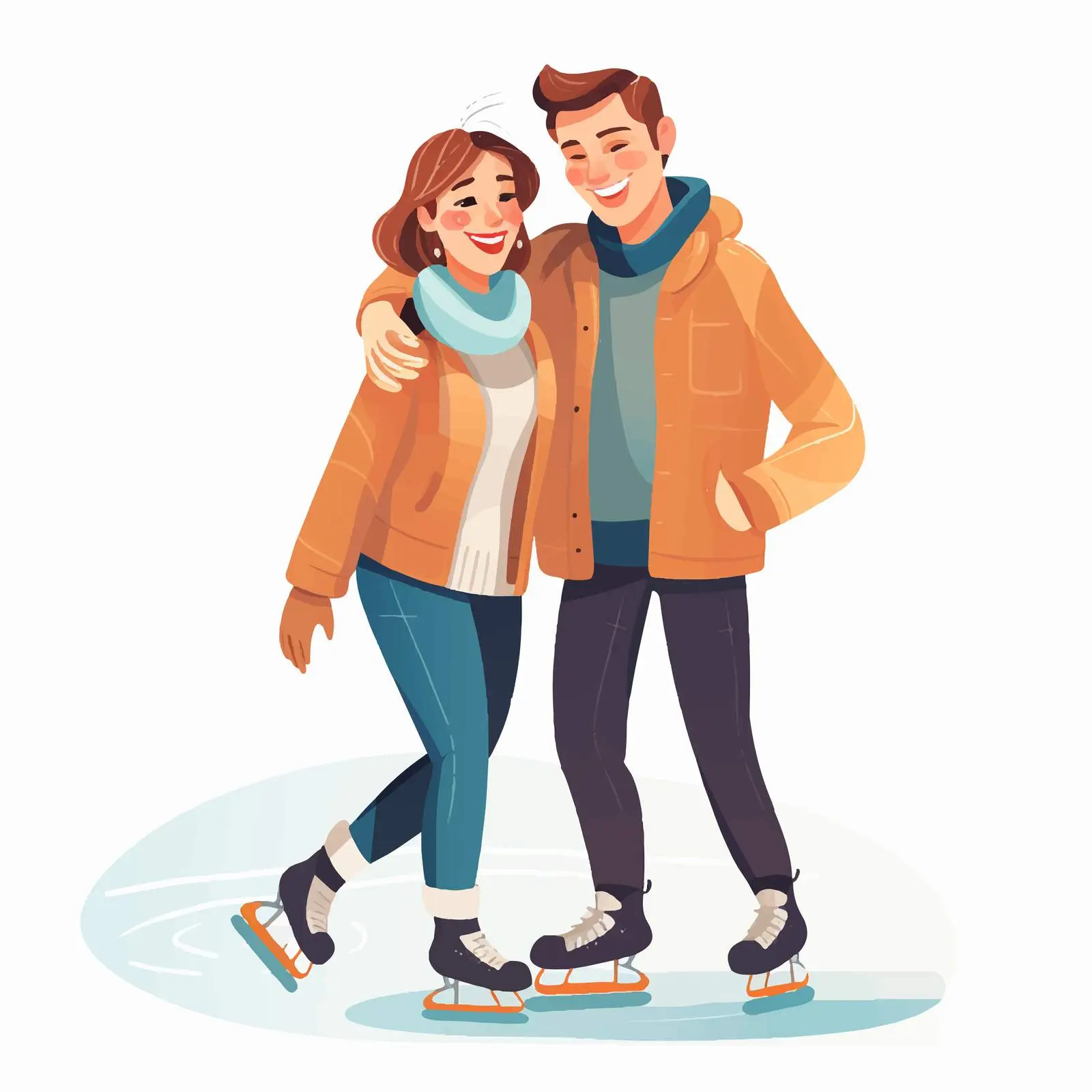 Happy Athletic Couple Skating Cartoon Vector Illustration – free boarding image from Dotvec