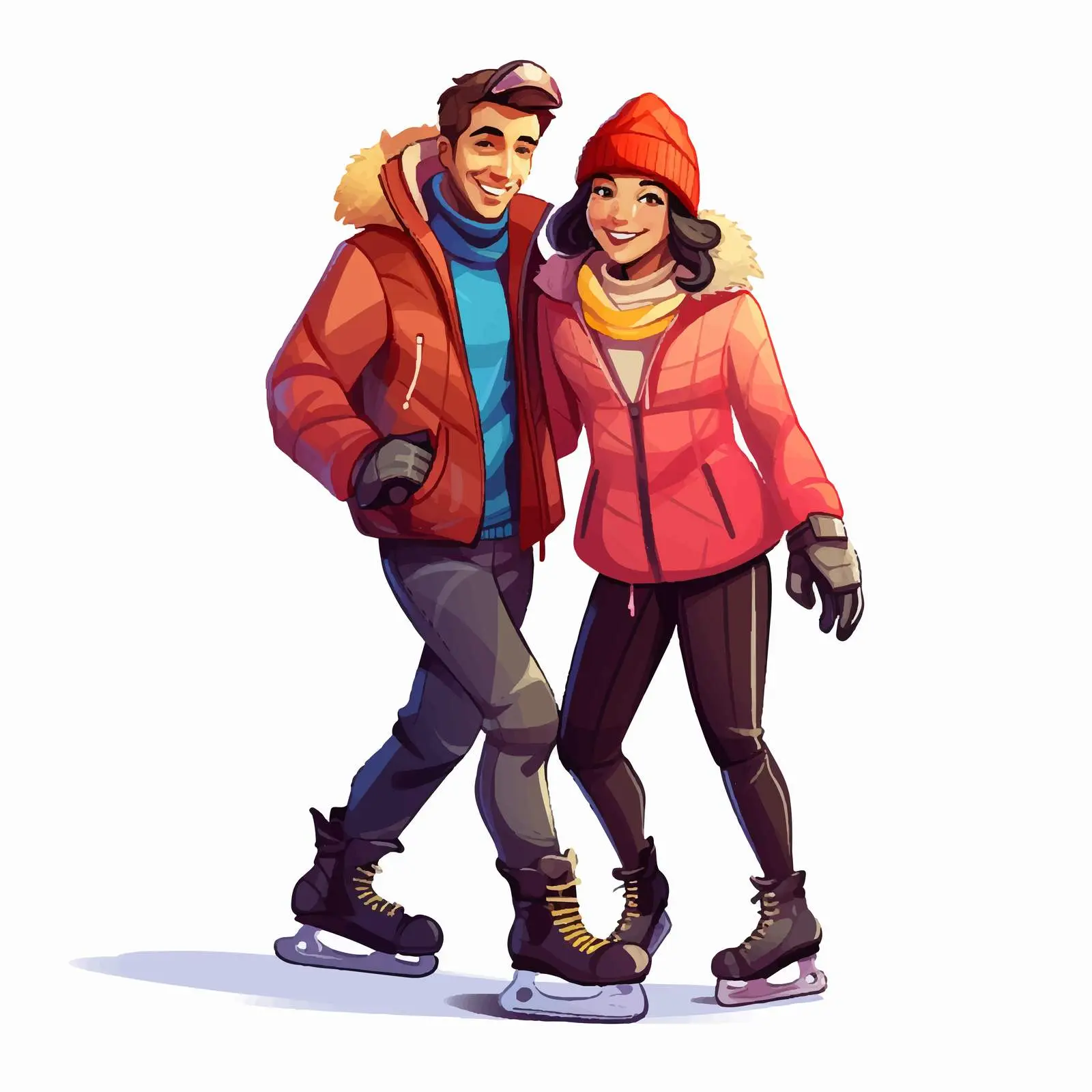 Happy Athletic Couple Skating Vector Illustration — free download from Dotvec