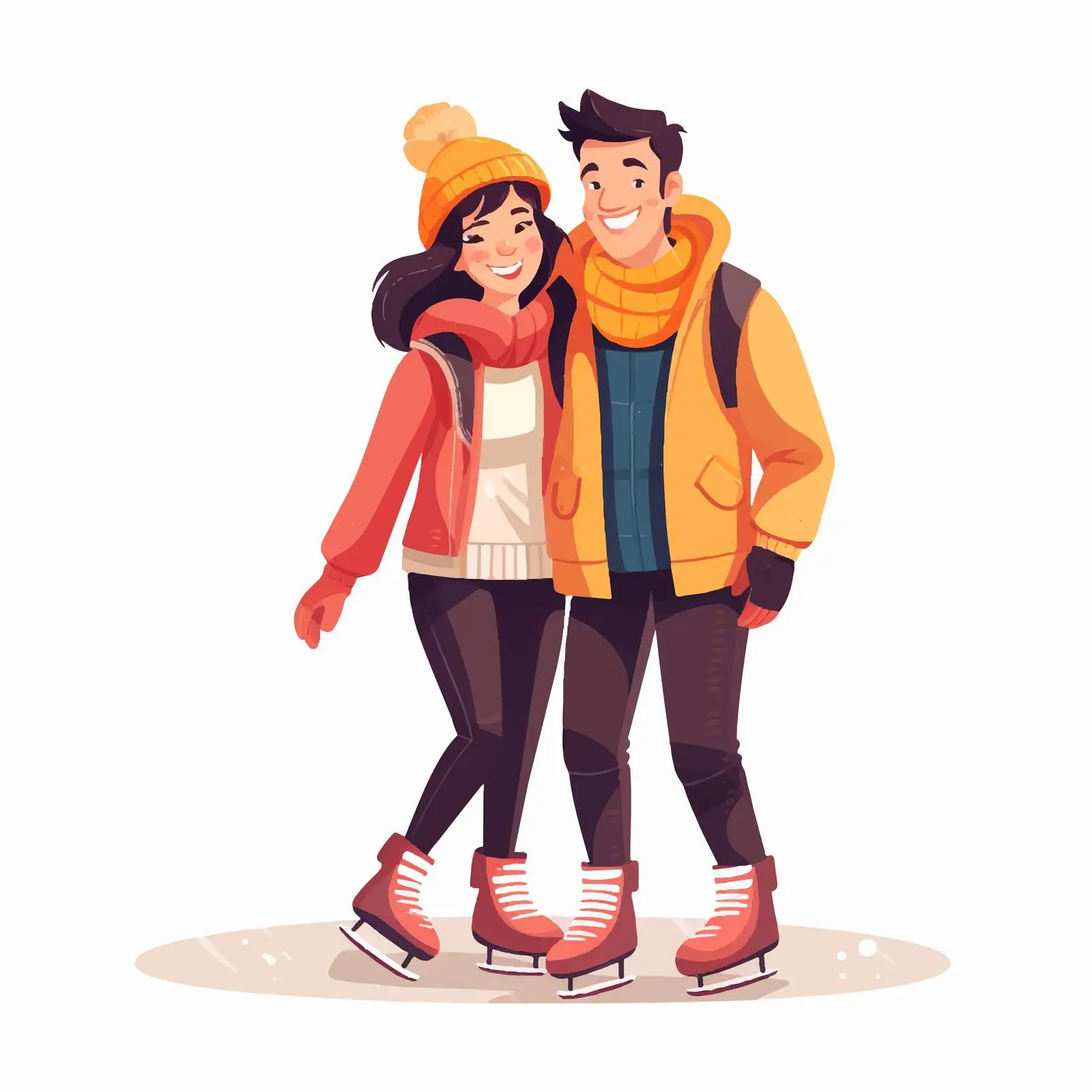 Happy Athletic Couple Skating Cartoon Vector Illustration – free boarding image from Dotvec
