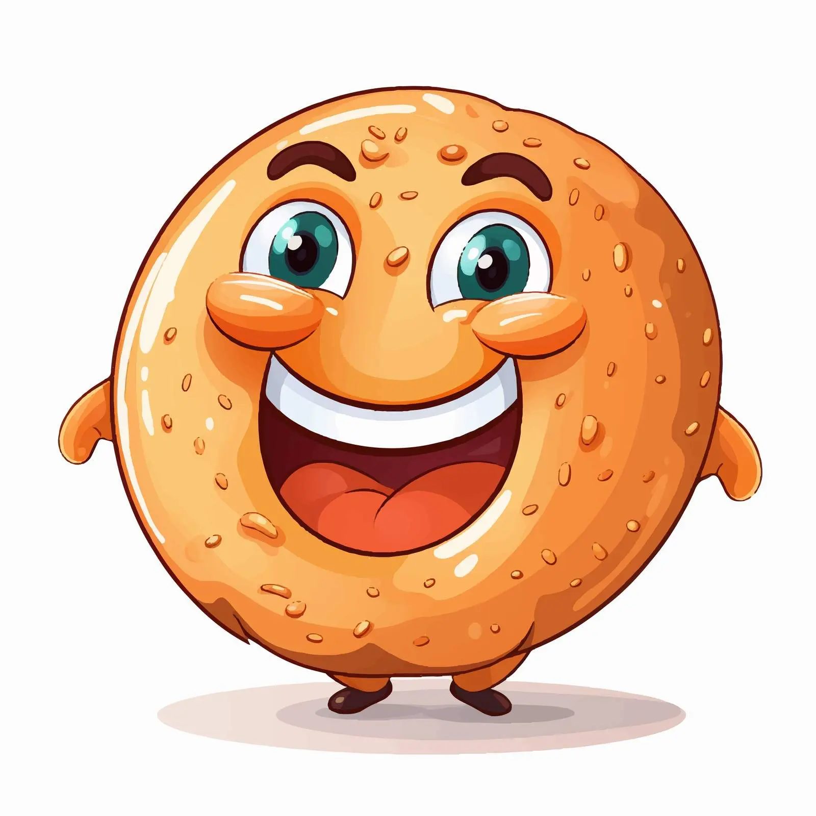 Happy Bagel Cartoon with Expressive Features – free bagel image from Dotvec