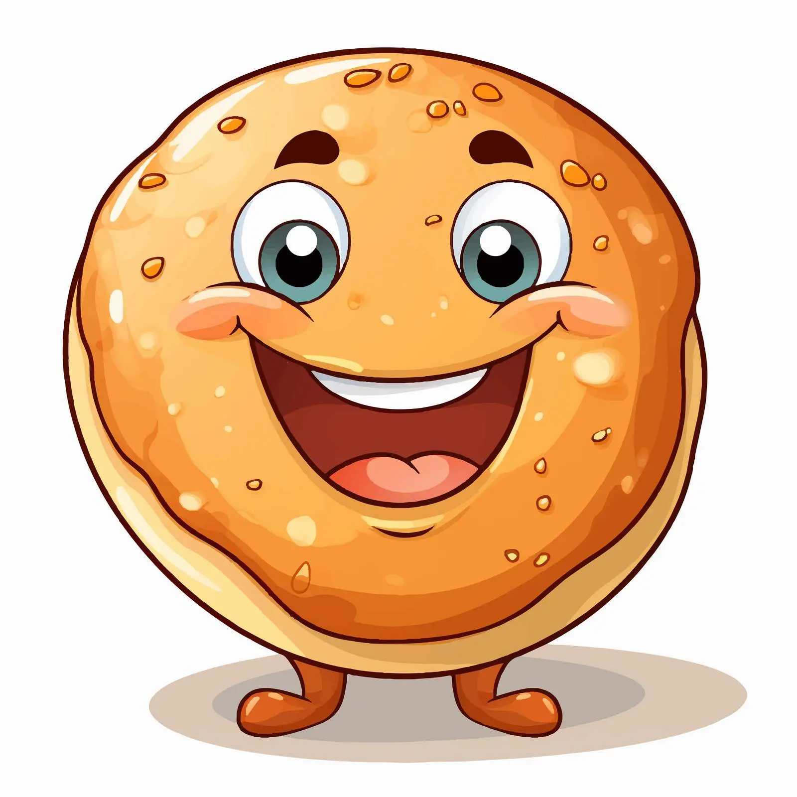 Cheerful Bagel Character with Expressive Features – free bagel image from Dotvec