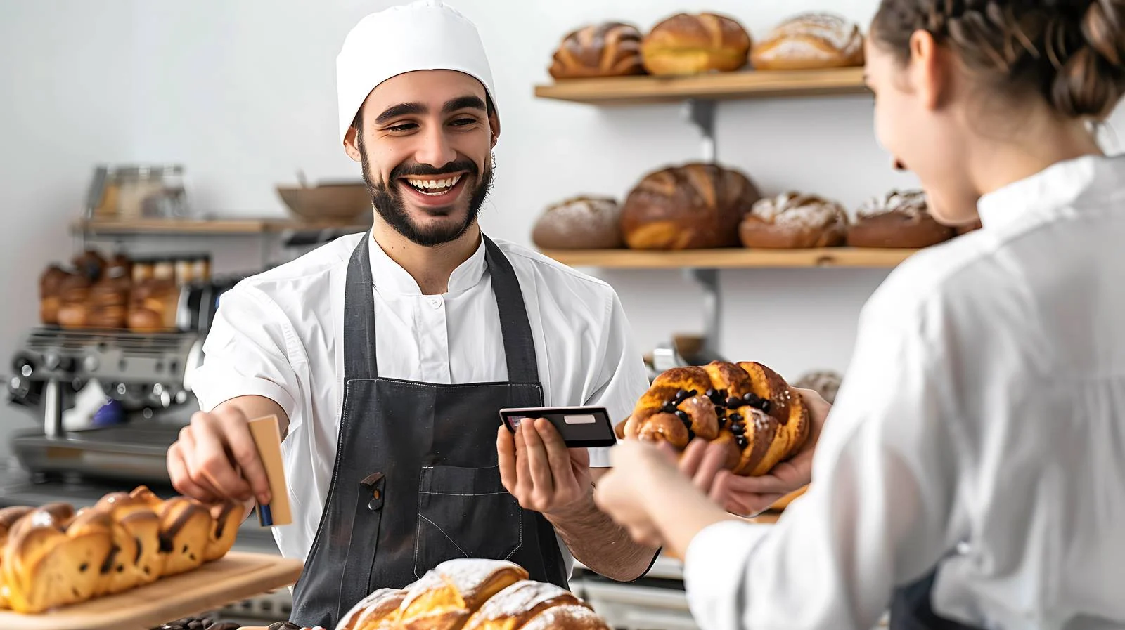 Smiling Baker Accepts Contactless Payment — free download from Dotvec