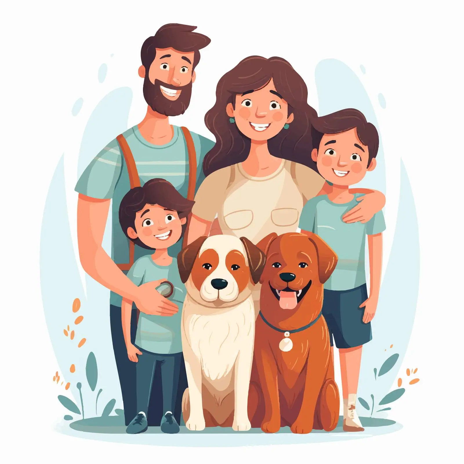 Happy Big Family Portrait Flat Illustration — free download from Dotvec