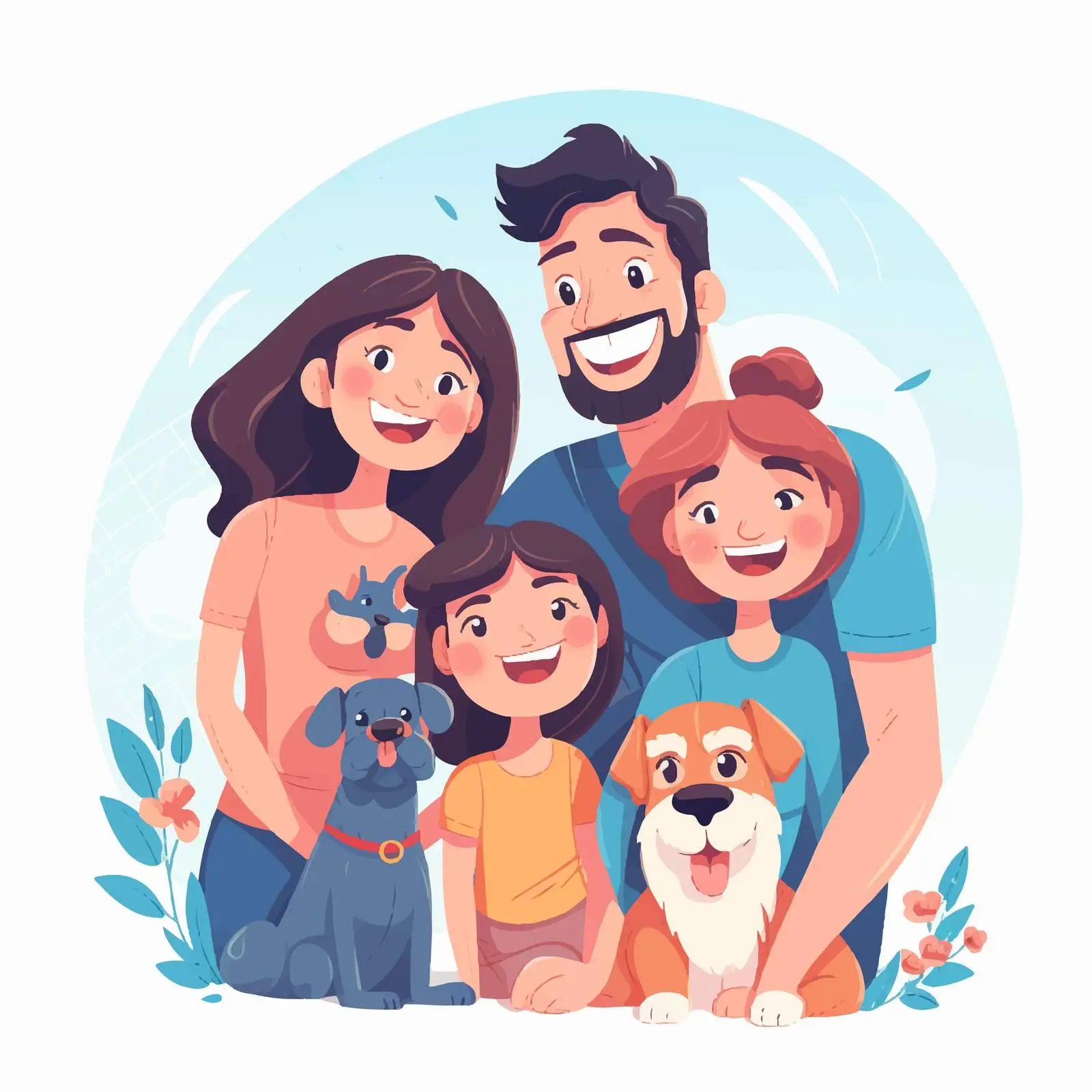 Happy Family Portrait Illustration of Parents and Children — free download from Dotvec