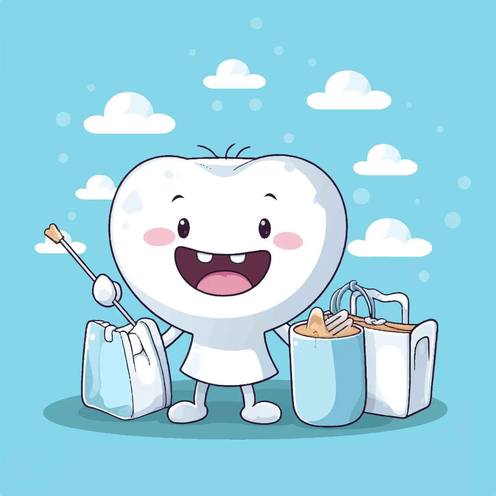 Happy Teeth with Dental Examination Kit in Clinic — free download from Dotvec