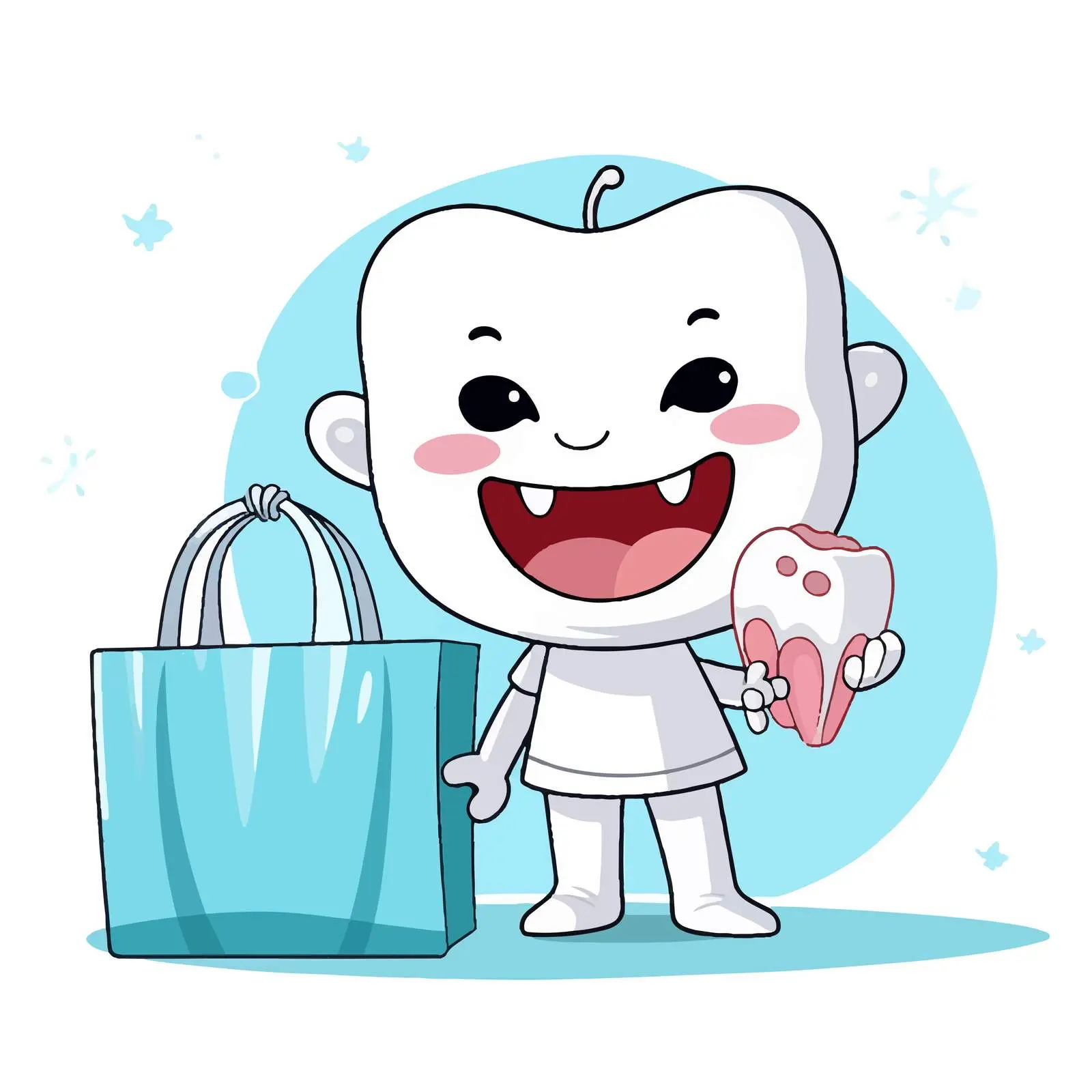Cheerful Tooth with Dental Examination Kit — free download from Dotvec