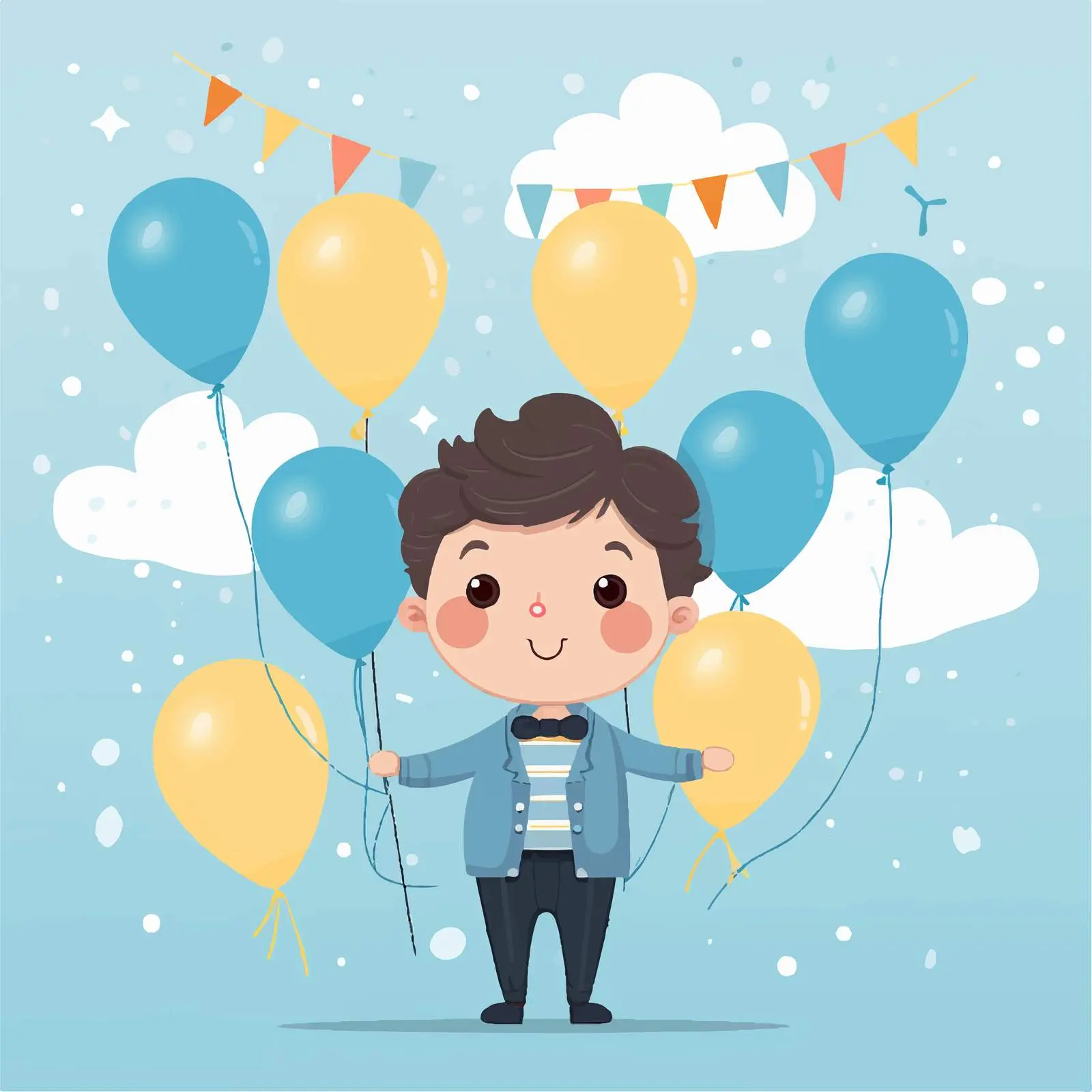 Cute Cartoon Character Happy Birthday Greeting Card — free download from Dotvec
