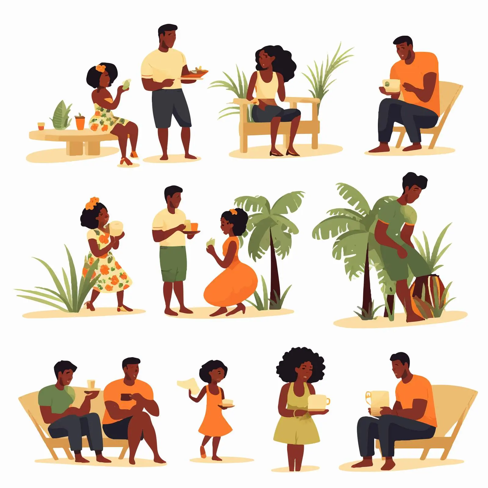 Cheerful African American Family Lifestyle Vectors – free connectedness image from Dotvec